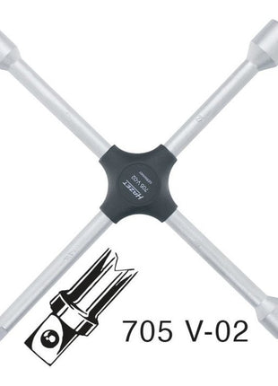 HAZET Clé en croix 705V-02 17 x 19 x 22 x 12,5 mm(1/2″ 4 pans) ( 4000822845 )