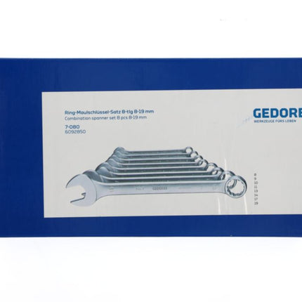GEDORE Set di chiavi combinate 7-080 da 8 pezzi Larghezza dei piani 8-19 mm ( 4000823621 )