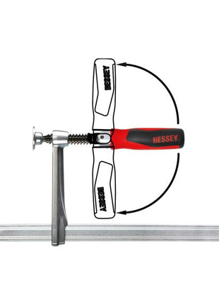 BESSEY morsetto a vite interamente in acciaio GZ-KG Larghezza di serraggio 600 mm Sporgenza 120 mm ( 4000831655 )