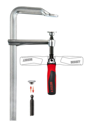 BESSEY morsetto a vite interamente in acciaio GZ-KG Larghezza di serraggio 600 mm Sporgenza 120 mm ( 4000831655 )