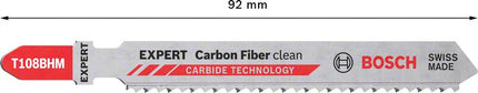 Lama per seghetto alternativo BOSCH in fibra di carbonio T 108BHM Lunghezza totale 92 mm ( 4000837439 )