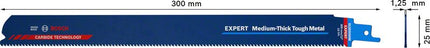BOSCH reciprocating saw blade Med. Thick Metal length 300 mm width 25 mm ( 4000837459 )