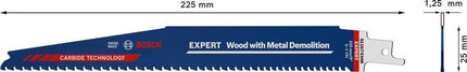 Lame de scie sabre BOSCH Wood Metal Demolition S 1167 XHM Longueur 225 mm Largeur 25 mm ( 4000837464 )