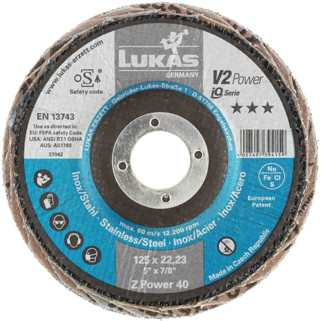 LUKAS flap disc V2 POWER ZK Ø 125 mm grain size 40 flat ( 4000840346 )