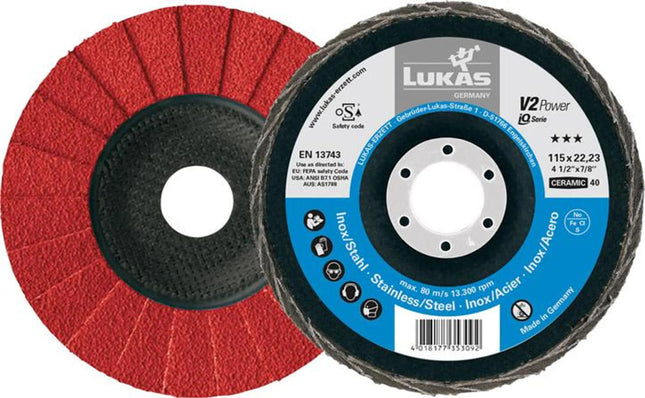 LUKAS flap disc V2 POWER CER Ø 125 mm grain size 40 flat ( 4000840349 )