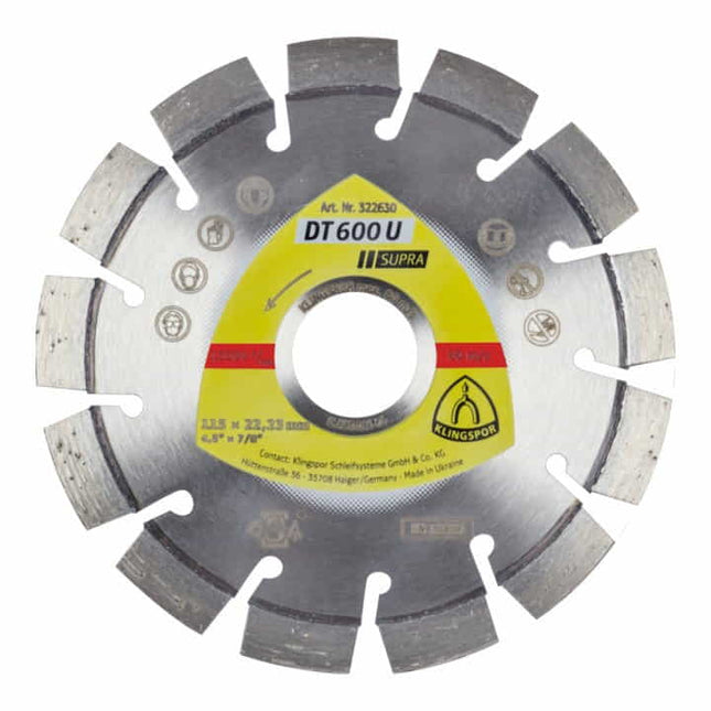 KLINGSPOR diamond cutting disc DT 600 U Supra Ø 125 mm bore 22.23 mm ( 4000843519 )