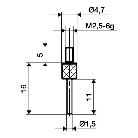 Inserto de medición KÄFER Ø 1,5 mm longitud 30 mm pasador (4000851587)