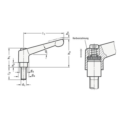 GANTER Regulowana dźwignia zaciskowa GN 300 d1 M 12 mm ( 4601000615 )