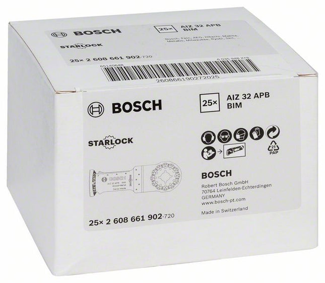 Brzeszczot do cięcia wgłębnego BOSCH AIZ 32 APB Szerokość 32 mm Głębokość cięcia wgłębnego 50 mm ( 8000346221 )