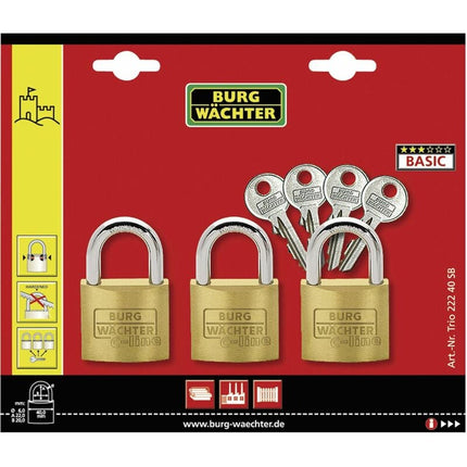 BURG-WÄCHTER padlock set Trio 222 40 shackle thickness 6 mm shackle height 22 mm ( 8000428780 )