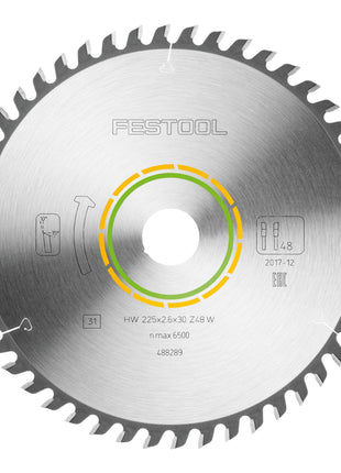 Festool HW 225x2,6x30 W48 circular saw blade WOOD FINE CUT 4 pcs. ( 4x 488289 ) 225 x 2,6 x 30 mm 48 teeth for blockboard, plywood, multiplex boards, acrylic glass, MDF