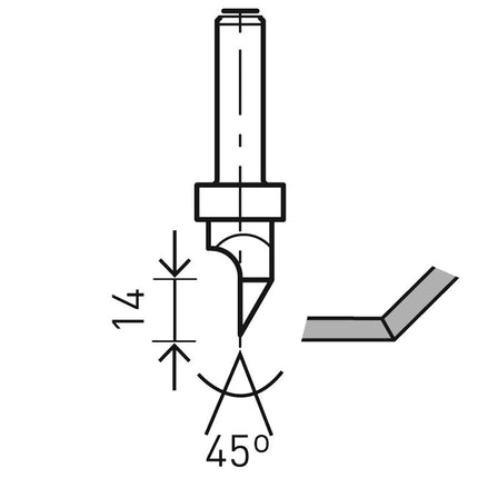 Coupe-plaques de plâtre Festool HW S8 D12,5/45° (491000) pour OF 900, OF 1000, OF 1010, OF 1010 R