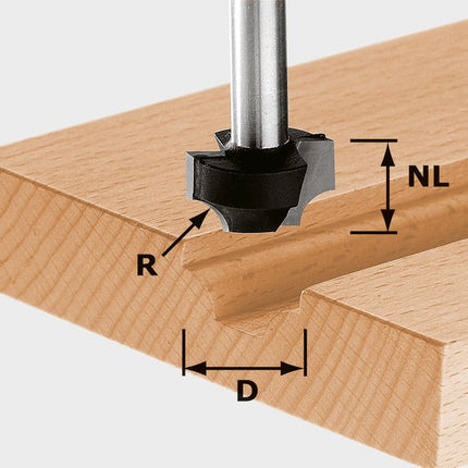 Fresa de cuarto de barra Festool HW S8 D17/R3 (491004) para OF 900, OF 1000, OF 1010, OF 1010 R, OF 1400, OF 2000, OF 2200