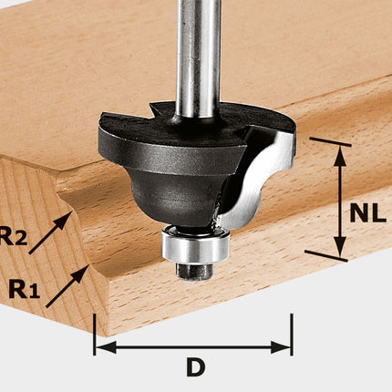 Fraise à double rayon Festool HW S8 D31.7/R4/R4 (491029) pour OF 900, OF 1000, OF 1010, OF 1010 R, OF 1400, OF 2000, OF 2200