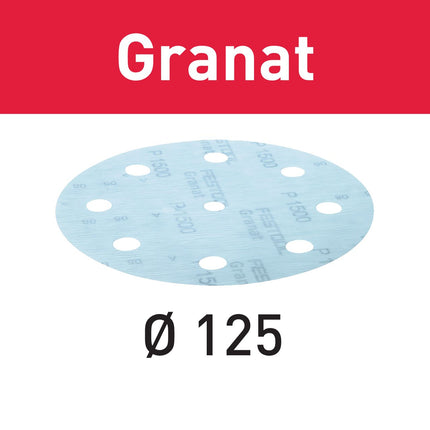 Festool STF D125/8 P800 GR/50 disque abrasif grenat (497179) pour RO 125, ES 125, ETS 125, ETSC 125, ES-ETS 125, ES-ETSC 125, ETS EC 125, LEX 125