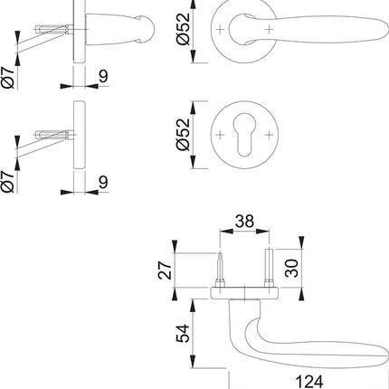 HOPPE rose set Verona 1510 / 42KB/42KBS Aluminium F1 ( 3000203133 )