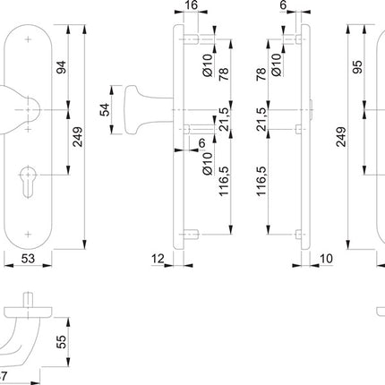 HOPPE Security furniture E86G/3331/3310 Stainless steel F69 ( 3000209779 )