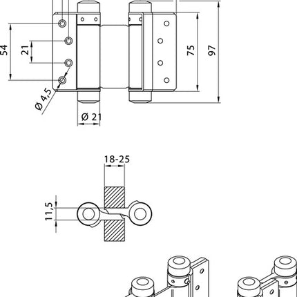 Charnière de porte battante DENI en acier inoxydable (3000215037)
