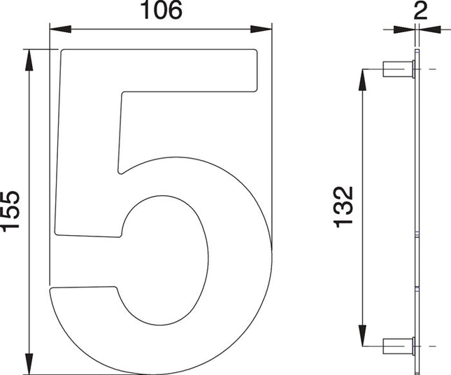 EDI Hausnummer Ziffer 5 Edelstahl matt ( 3000261320 )