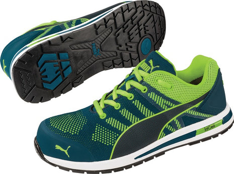 PUMA safety shoe Elevate Knit GREEN LOW size 46 blue/green ( 4000374626 )