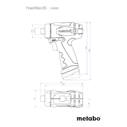 Metabo PowerMaxx BS Basic Perceuse-visseuse sans fil 12 V 34 Nm ( 600984500 ) + 2x batterie 2,0 Ah + chargeur + coffret