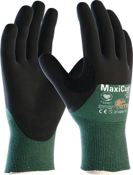 ATG cut protection gloves MaxiCut(R)Oil(TM) 44-305 size 8 green/black ( 8000460815 )