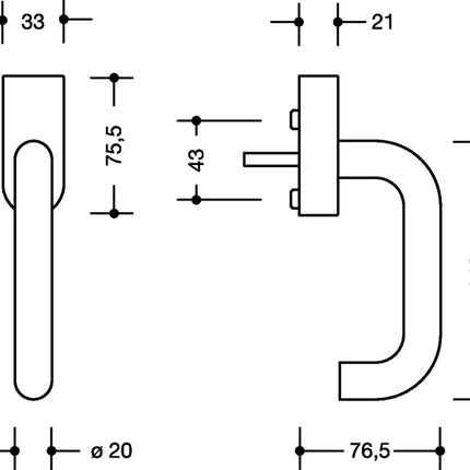 HEWI Fenstergriff 111XAFGA.1 Edelstahl matt ( 8000645773 )