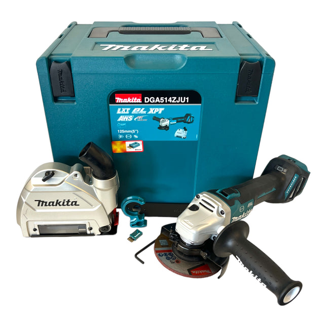 Makita DGA 514 ZJU1 Amoladora angular sin cable 18 V 125 mm sin escobillas + Makpac - sin batería, sin cargador