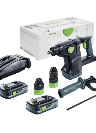 Festool KHC 18 EB-Basic akumulatorowy młot kombi 18 V 2,6 J SDS-Plus bezszczotkowy + 2x akumulator 4,0 Ah + ładowarka + systainer