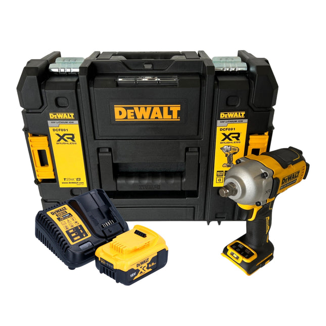 Llave de impacto sin cable DeWalt DCF 891 P1T 18 V 1084 Nm 1/2" sin escobillas + 1x batería recargable 5,0 Ah + cargador + TSTAK