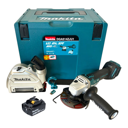 Makita DGA 514 T1JU1 Amoladora angular sin cable 18 V 125 mm sin escobillas + 1x batería recargable 5,0 Ah + Makpac - sin cargador