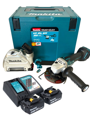 Makita DGA 514 RGJU1 Cordless angle grinder 18 V 125 mm brushless + 2x rechargeable battery 6.0 Ah + charger + Makpac