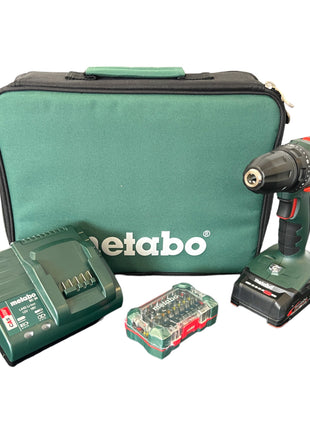 Metabo BS 18 cordless drill driver set 18 V 48 Nm ( 602207580 ) + 1x rechargeable battery 2.0 Ah + charger + bit box + bag