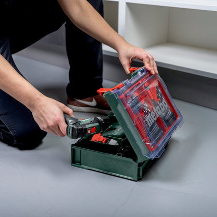 Metabo Powermaxx BS Basic Set Perceuse-visseuse sans fil 12 V 34 Nm ( 600080710 ) + 2x batterie 2,0 Ah + chargeur + 41 pcs. kit d'accessoires + coffret