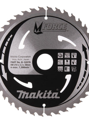 Lama circolare Makita M-FORCE 210 x 30 x 2,3 mm 40 denti ( B-32079 ) per legno