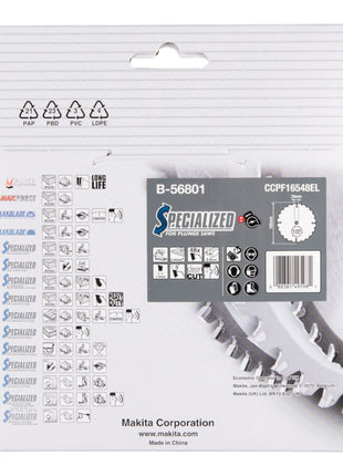 Makita CCPF16548EL Lama circolare SPECIALIZZATA 165 x 20 x 2,0 mm 48 denti ( B-56801 ) per materiale composito Corian