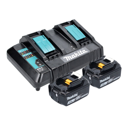 Makita DKT 360 CF2 Akku Wasserkocher 36 V ( 2x 18 V ) 0,8 L  + 2x Akku 3,0 Ah + Doppelladegerät