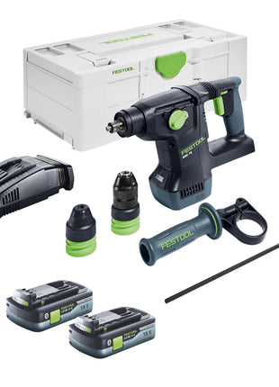 Martello combinato a batteria Festool KHC 18 EB-Basic 18 V 2,6 J SDS-Plus Brushless + 2x batteria ricaricabile 4,0 Ah + caricatore rapido + systainer