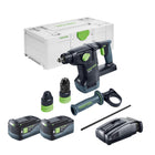 Festool KHC 18 EB-Basic cordless combihammer 18 V 2.6 J SDS-Plus Brushless + 2x rechargeable battery 5.0 Ah + quick charger + systainer