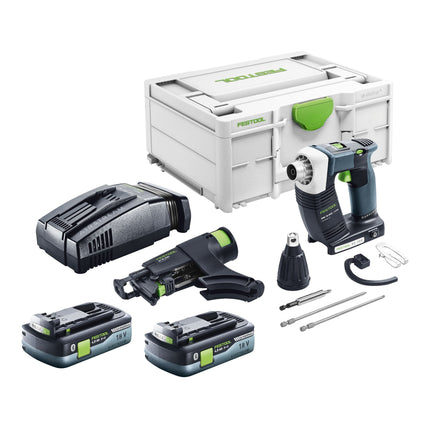 Festool DURADRIVE DWC 18-2500 Basic cordless construction screwdriver 18 V 18 Nm brushless + 2x rechargeable battery 4.0 Ah + quick charger + systainer