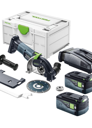 Festool DSC-AGC 18-125 FH EB-Basic Système de tronçonnage à main libre sans fil 18 V 125 mm Brushless + 2x batterie 5,0 Ah + chargeur rapide + Systainer