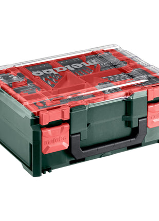 Metabo SB 18 L Set trapano a percussione a batteria 18 V 50 Nm ( 602317710 ) + 2x batteria ricaricabile 2,0 Ah + caricatore + 78 pezzi officina mobile + valigetta