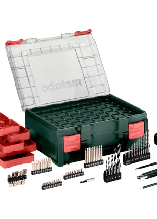 Metabo SB 18 L Set trapano a percussione a batteria 18 V 50 Nm ( 602317710 ) + 2x batteria ricaricabile 2,0 Ah + caricatore + 78 pezzi officina mobile + valigetta