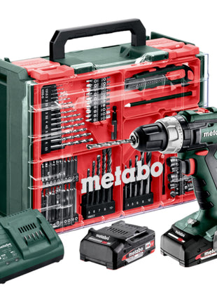 Metabo SB 18 L Set trapano a percussione a batteria 18 V 50 Nm ( 602317710 ) + 2x batteria ricaricabile 2,0 Ah + caricatore + 78 pezzi officina mobile + valigetta