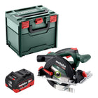 Metabo KS 18 LTX 57 BL sierra circular sin cable 18 V 57 mm + 1x batería LiHD 10,0 Ah + metabox - sin cargador