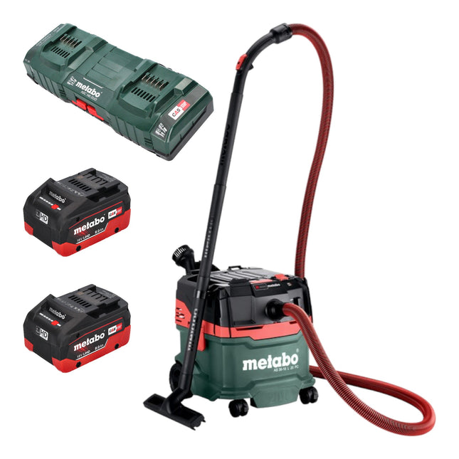 Metabo AS 36 18 L 20 PC cordless wet/dry vacuum cleaner 36 V ( 2x 18 V ) 20 L + 2x LiHD battery 8.0 Ah + double charger