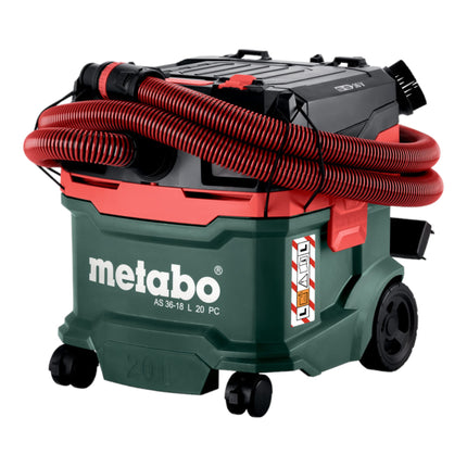 Metabo AS 36 18 L 20 PC aspirapolvere a batteria a secco/umido 36 V ( 2x 18 V ) 20 L + 4x batteria LiHD 8,0 Ah + doppio caricatore
