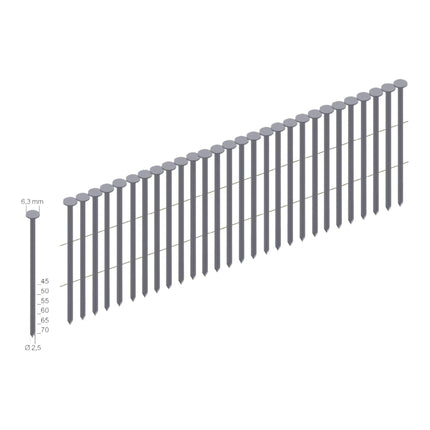Prebena CNW25/65NKRI Chiodi in bobina 2,5 x 65 mm 7200 pz. Gambo ad anello zincato