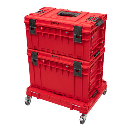 Qbrick System ONE transport platform 2.0 Workshop RED Ultra HD 625 x 503 x 160 mm 120 kg with metal swivel wheels and brake