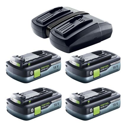 Sierra sin cable para molduras Festool SYMC 70 EB-Basic SYMMETRIC 36 V ( 2 x 18 V ) 216 mm + 4x batería recargable 4,0 Ah + cargador doble + Systainer